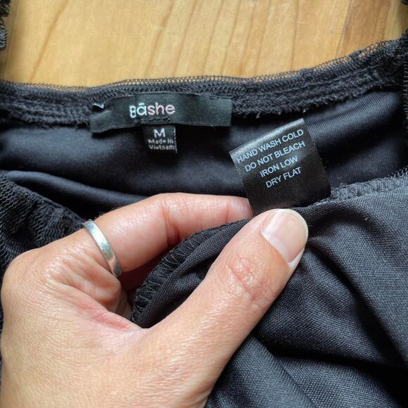 NWOT Blāshe‎ Black Mesh Polka Dot Mini Dress Romantic Goth Witchy Grunge Size M - Picture 8 of 8